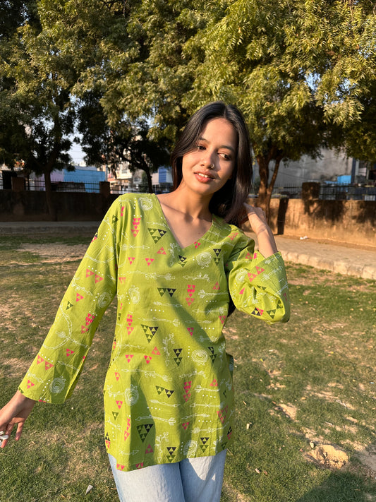 Printed Cotton Short Kurti