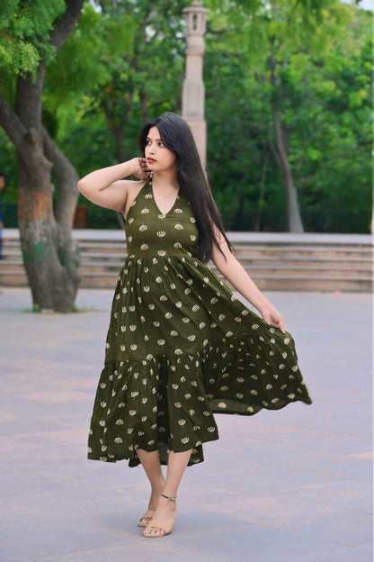 Halter Neck Midi Dress