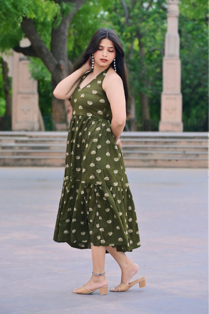 Halter Neck Midi Dress