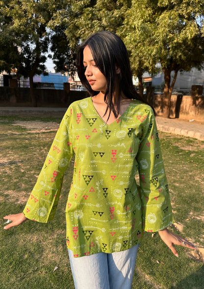 Printed Cotton Short Kurti