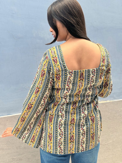 Printed Kantha Stitch Cotton Short Kurti