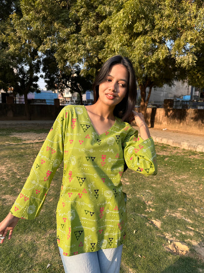 Printed Cotton Short Kurti
